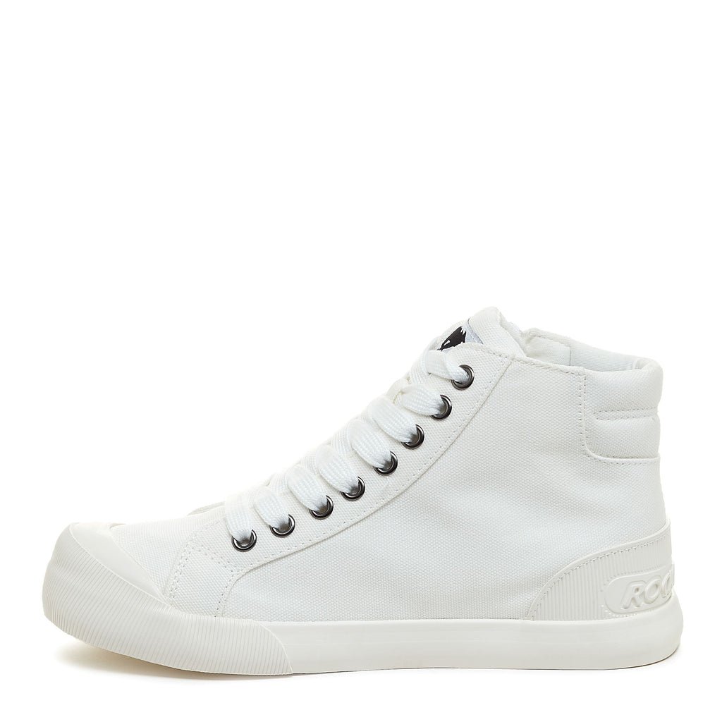 Inner side of the Jazzin all white high top trainer