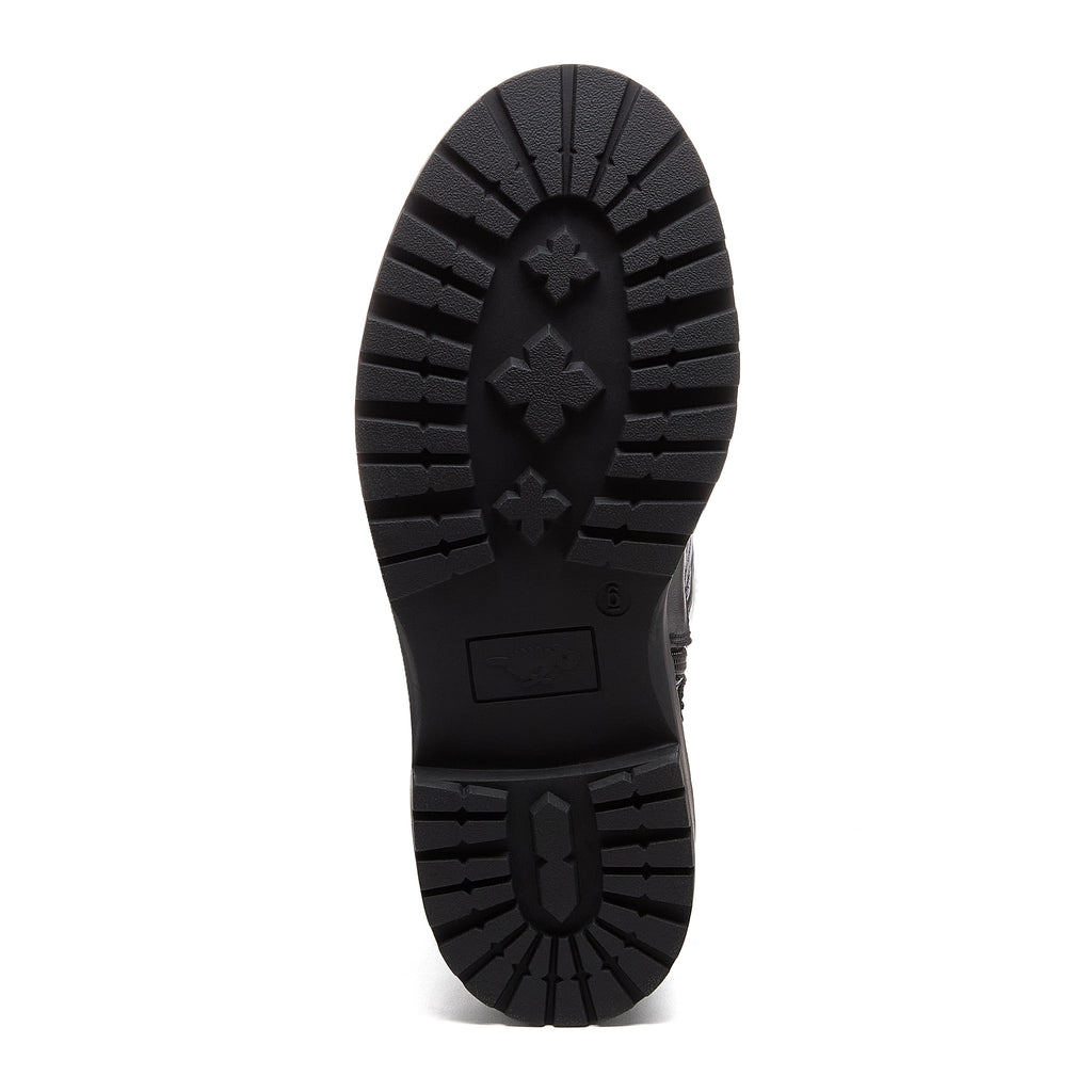 Parker Black Knee High Boots black boots sole view showing black tread pattern