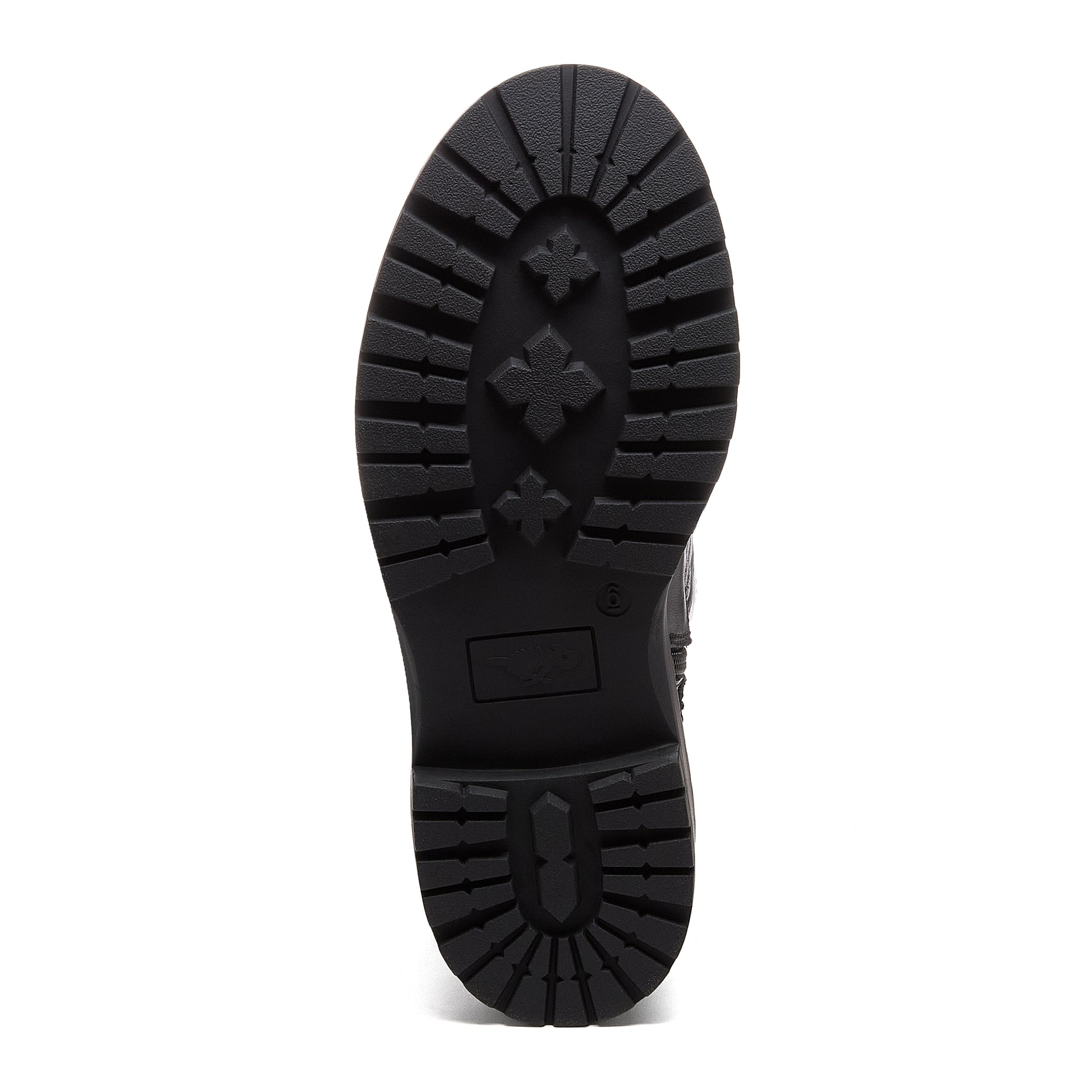 Parker Black Knee High Boots black boots sole view showing black tread pattern