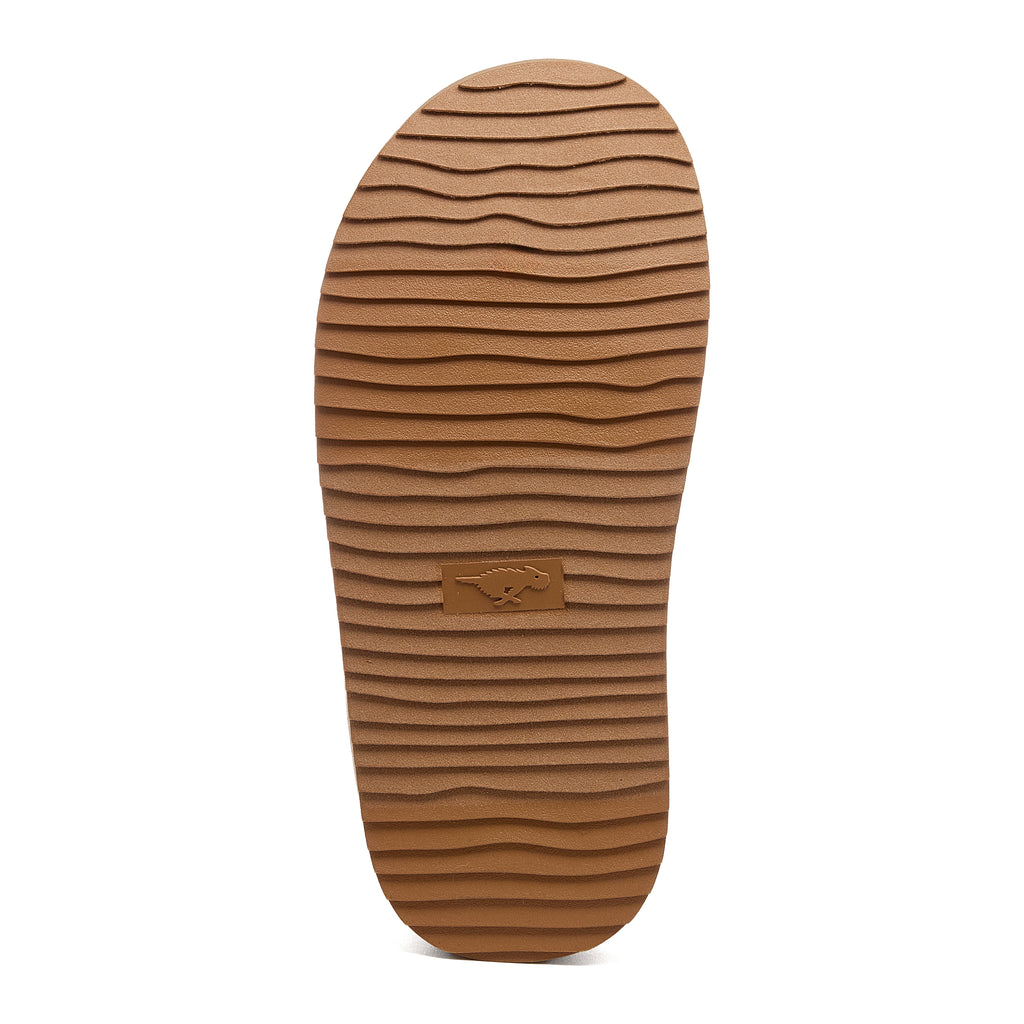 Relax Tan Mule Slippers camel slippers sole view showing ridged tread and Rocket Dog logo detail