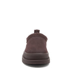 Relax Chocolate Mule Slippers dark brown casuals front view showing the rounded toe, low mule back and chunky sole