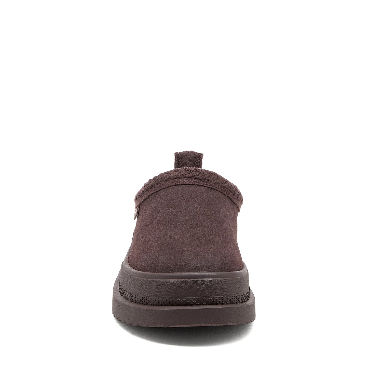 Relax Chocolate Mule Slippers dark brown casuals front view showing the rounded toe, low mule back and chunky sole