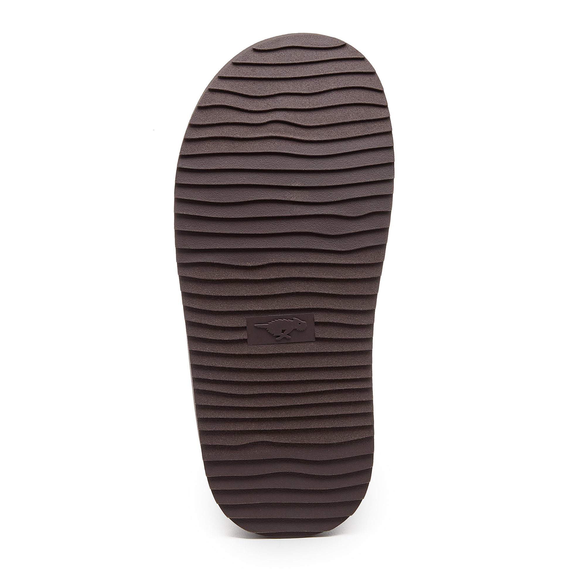 Relax Chocolate Mule Slippers dark brown casuals outsole view showing the dark brown ridged tread and Rocket Dog logo detail