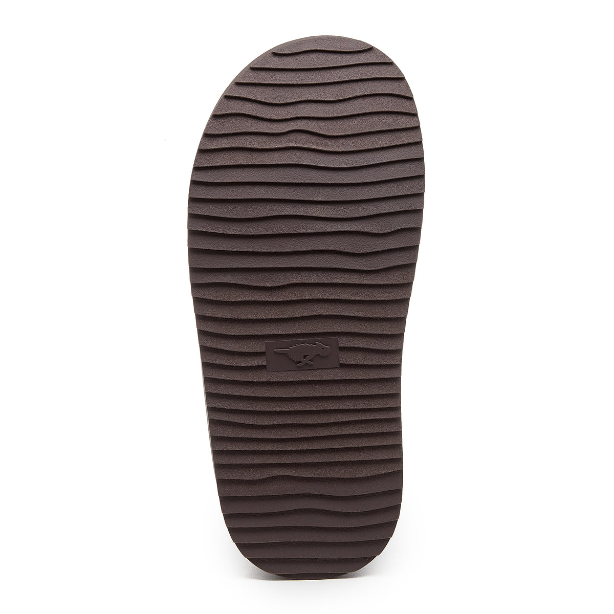 Relax Chocolate Mule Slippers dark brown casuals outsole view showing the dark brown ridged tread and Rocket Dog logo detail