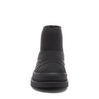 Ryder Black Slipper Boots casual boot front view showing rounded toe, stitched panel detail and black chunky sole