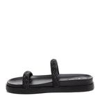 Sparkle Black Slide Sandals black sandals side profile showing sparkly double strap design