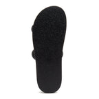 Sparkle Black Slide Sandals black sandals sole view showing textured black outsole