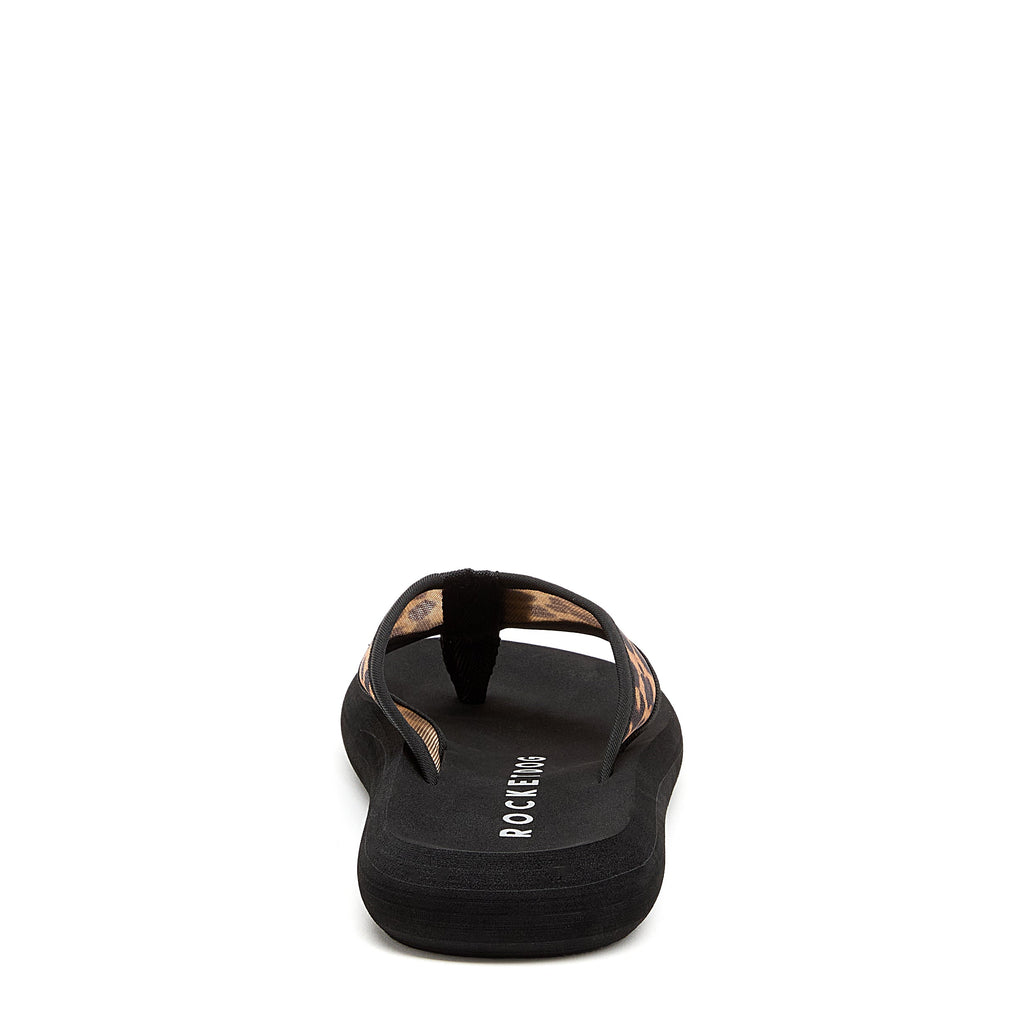 Spotlight Leopard Mesh Flip Flops | Black EVA sole | 1 inch platform | Rocket Dog