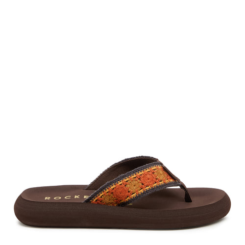 Spotlight Embroidered Brown Flip-Flops