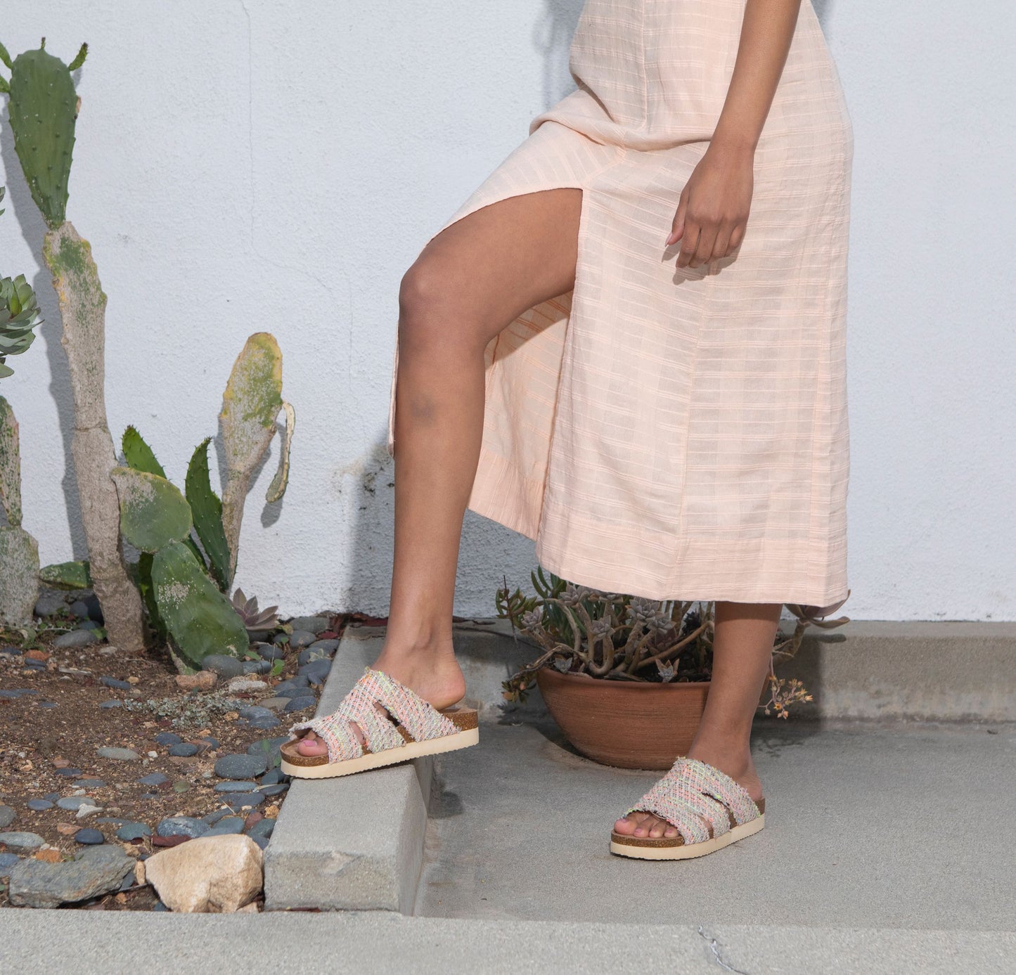 Anyhoo Woven Slide Platform Sandals