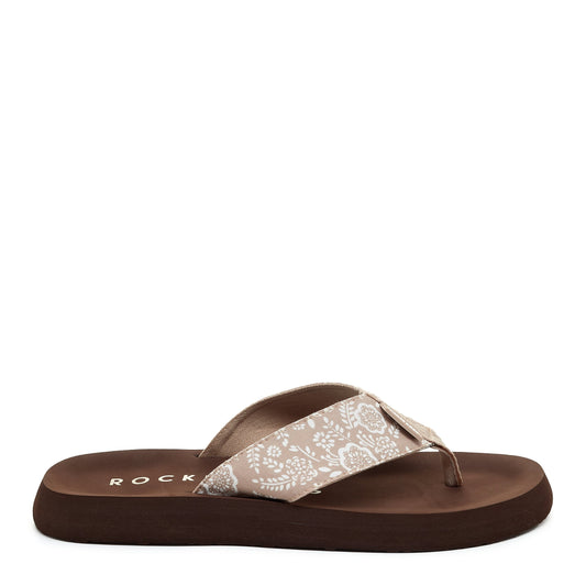 Adios Taupe Floral Print Flip-Flops