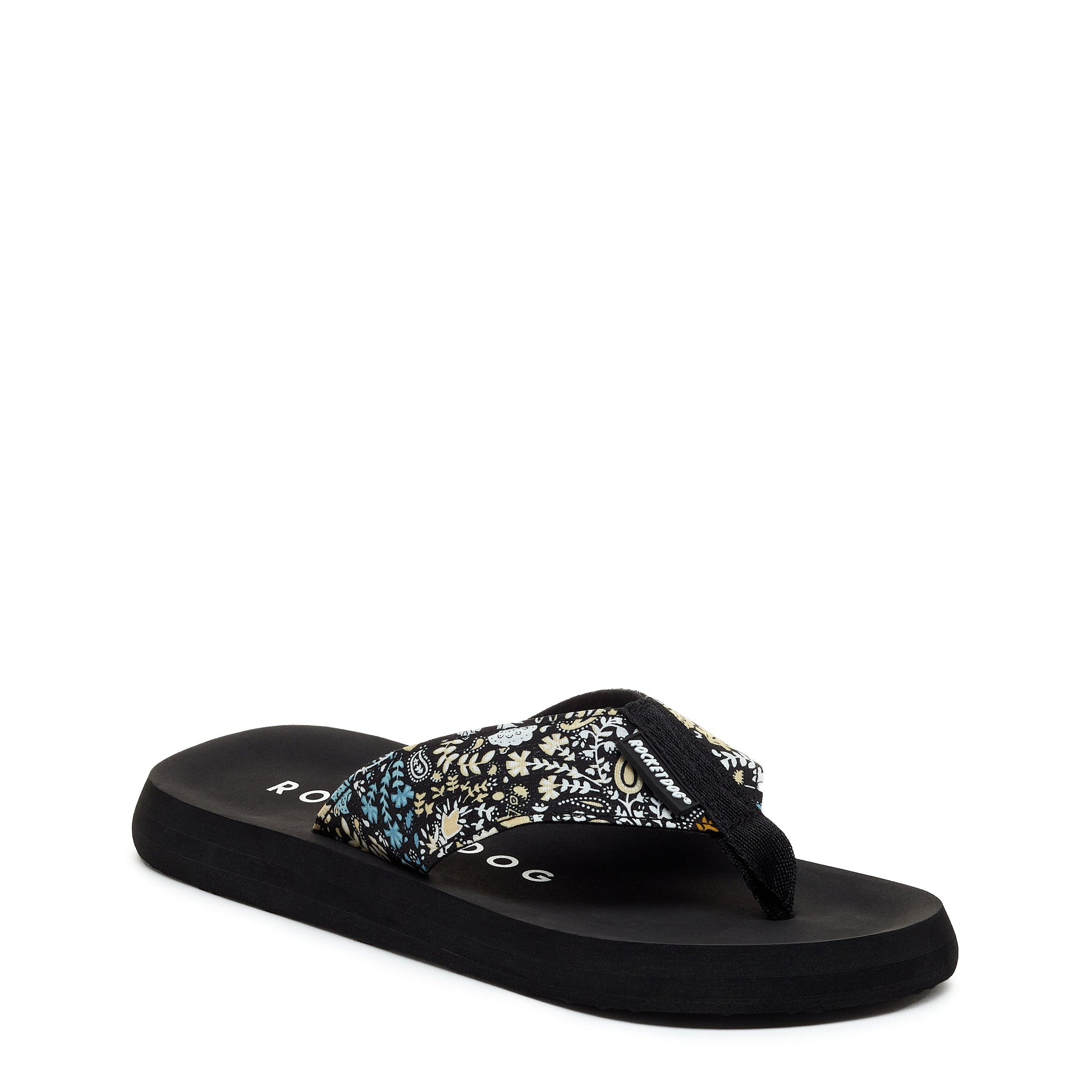 Adios Black Floral Print Flip-Flops