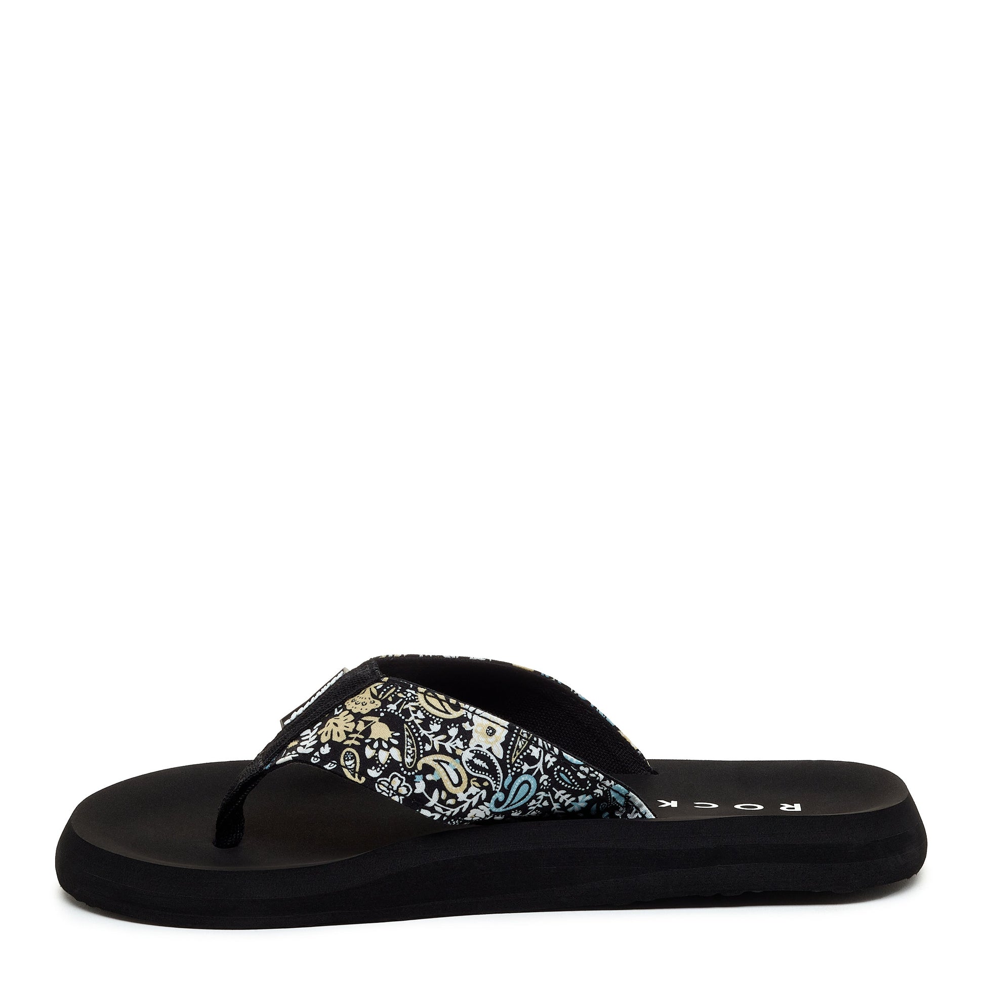 Adios Black Floral Print Flip-Flops