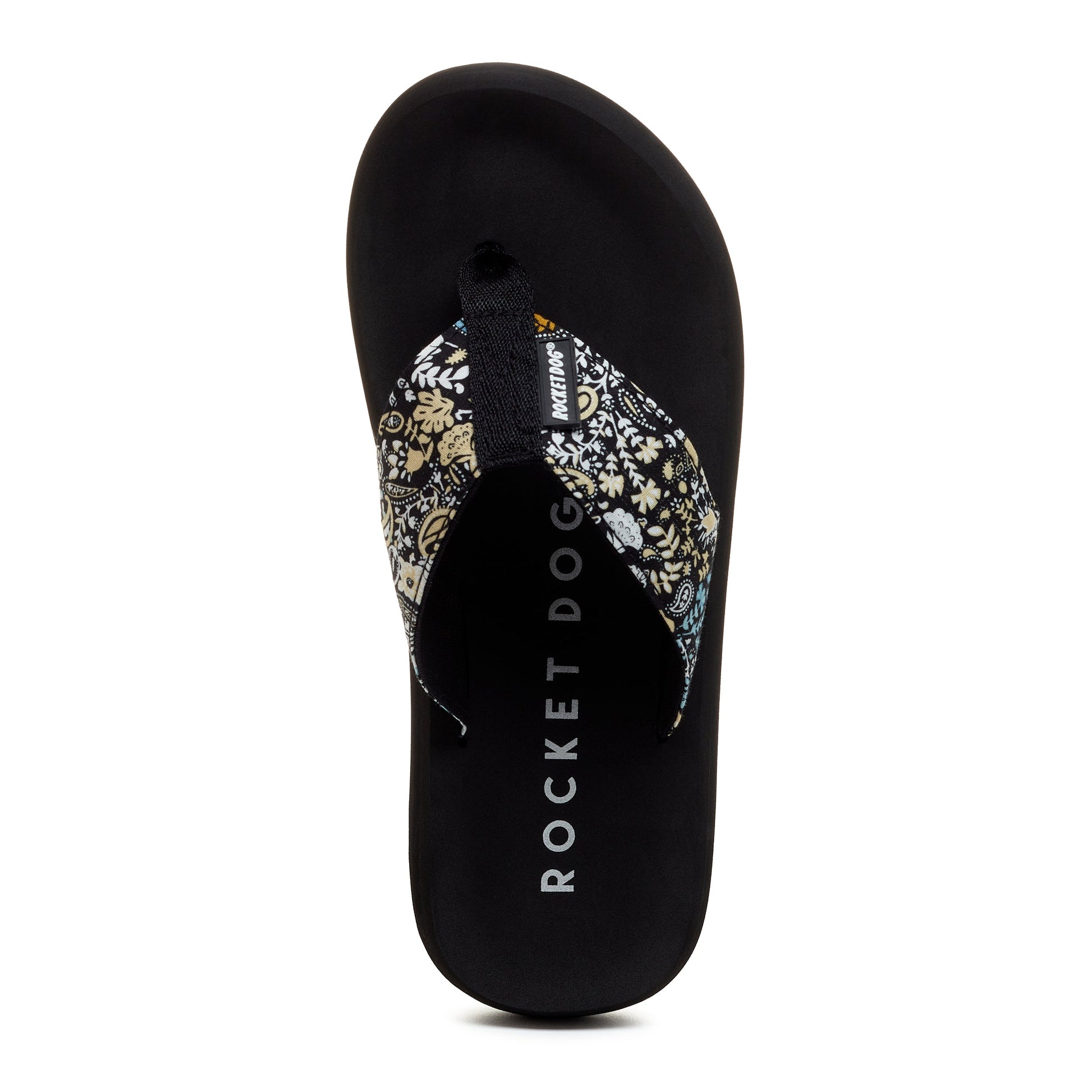 Adios Black Floral Print Flip-Flops