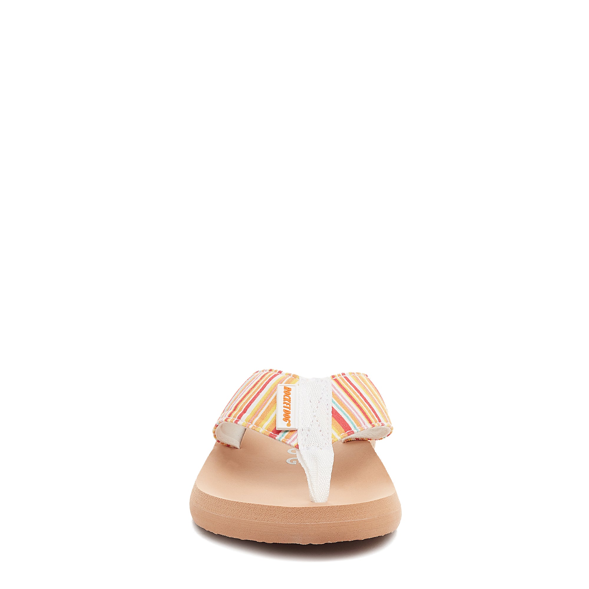 Rocket Dog Adios Stark Damen Flip Flops – Gestreift, Mit EVA-Flatform-Fußbett, Aus Baumwoll-Leinen