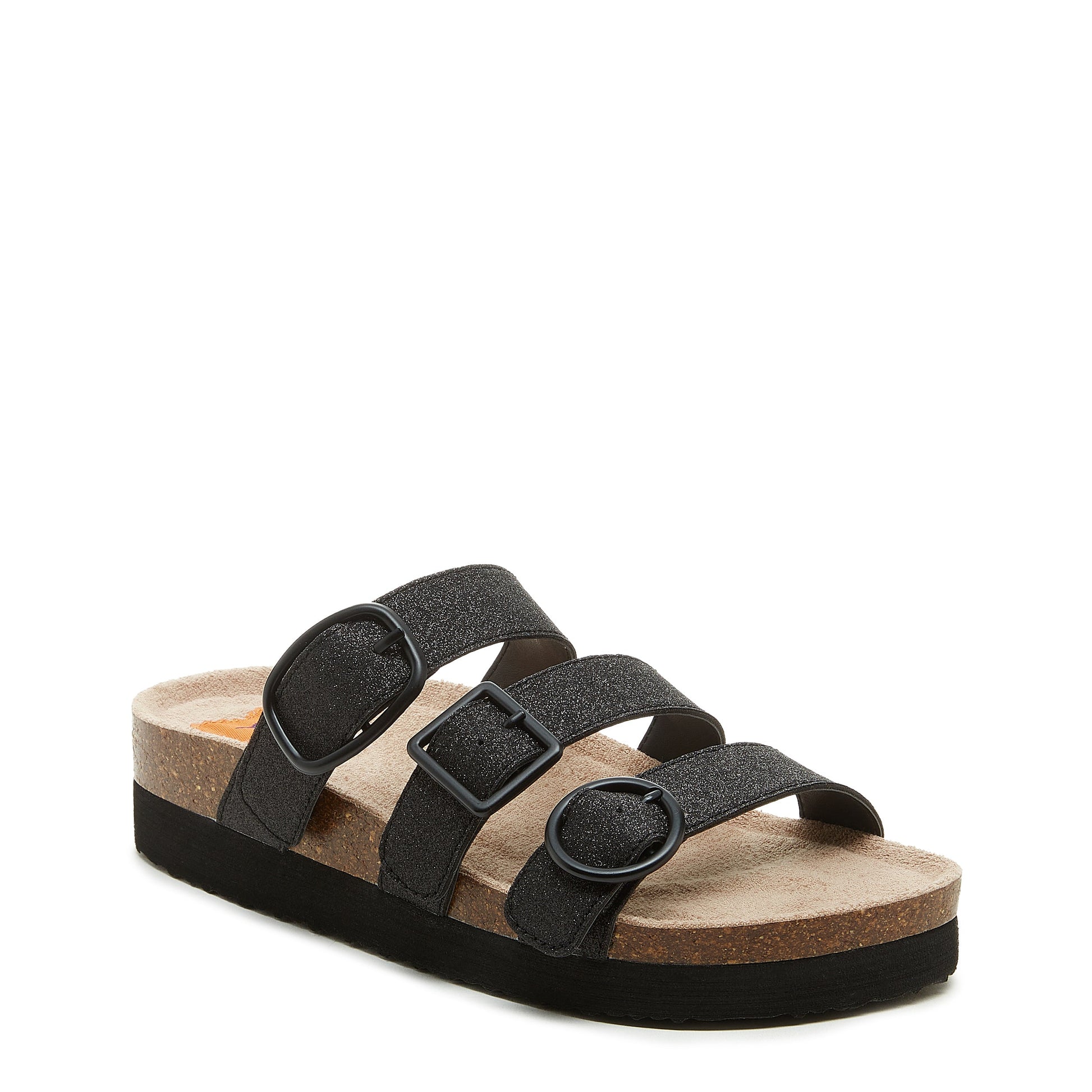 Astor Black Glitter Slide Sandals