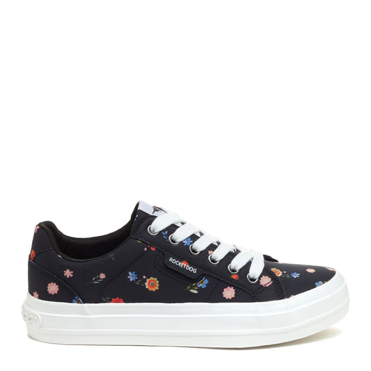Cecilia Black Cotton Floral Trainer