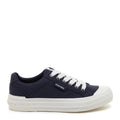 Cheery Navy Trainers side profile showing Rocket Dog side branding, white laces and white rubber sole