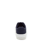 Cheery Navy Trainers rear view showing navy heel and embossed Rocket Dog logo on the white sole