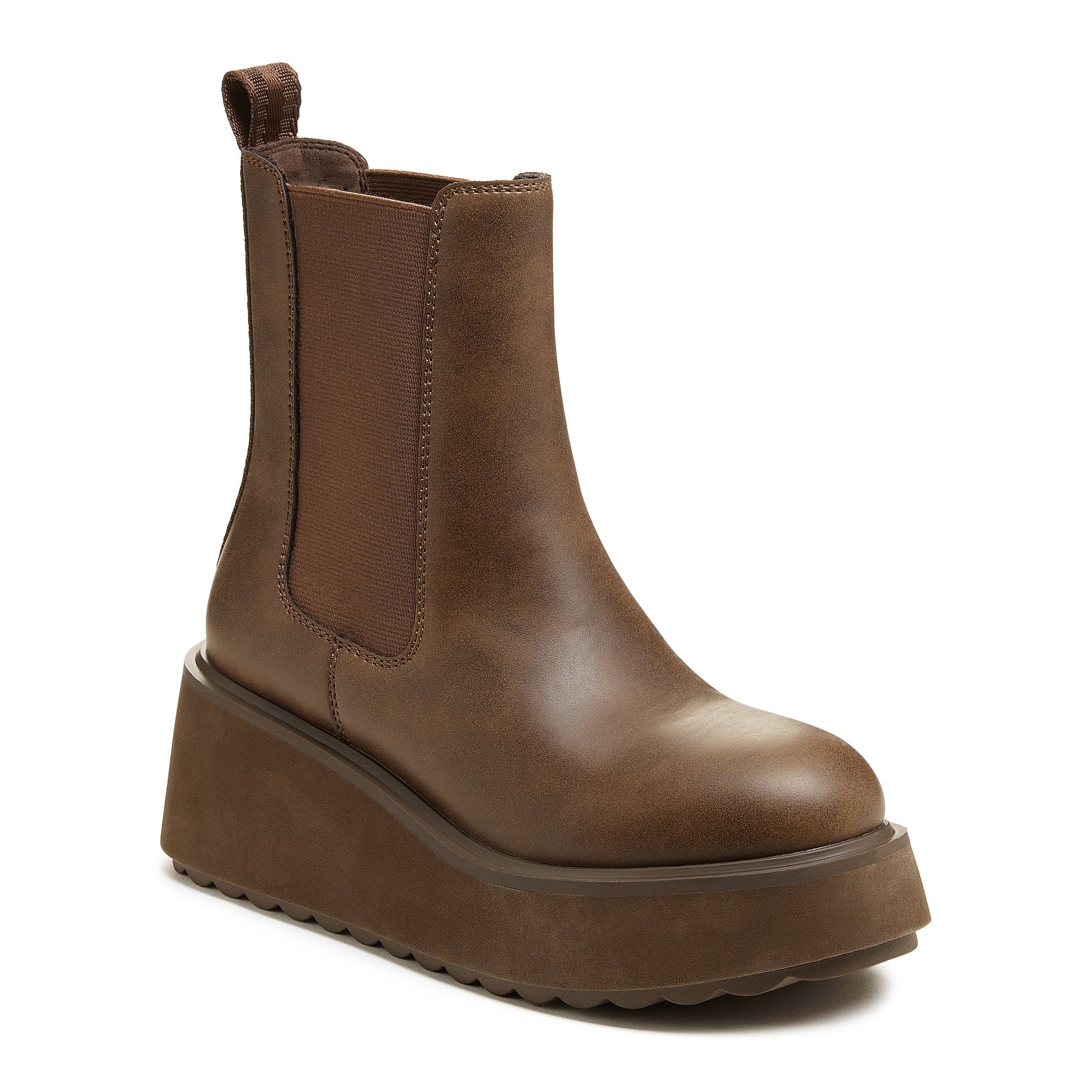 Heyday Brown Platform Chelsea Boots