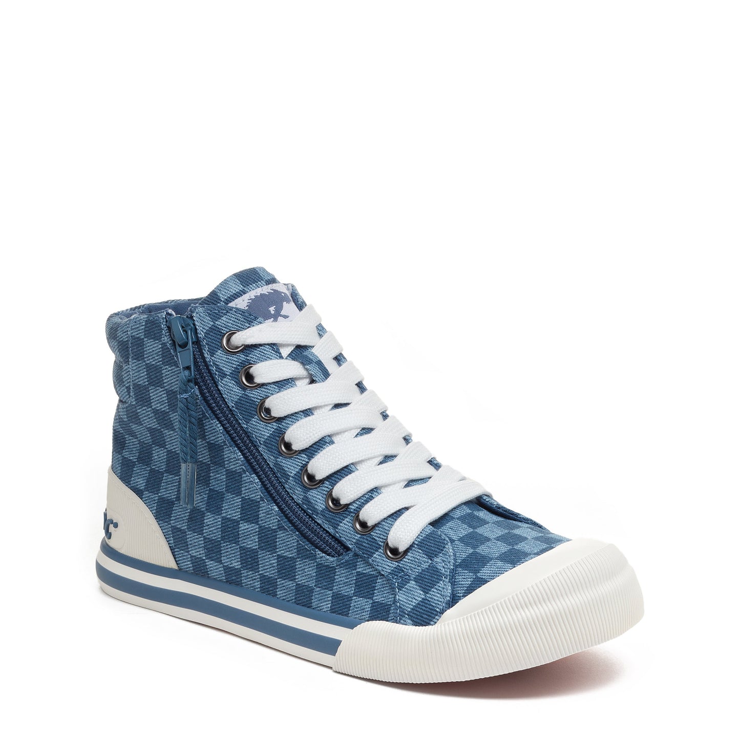 Jazzin Blue Checkered High Top Trainers