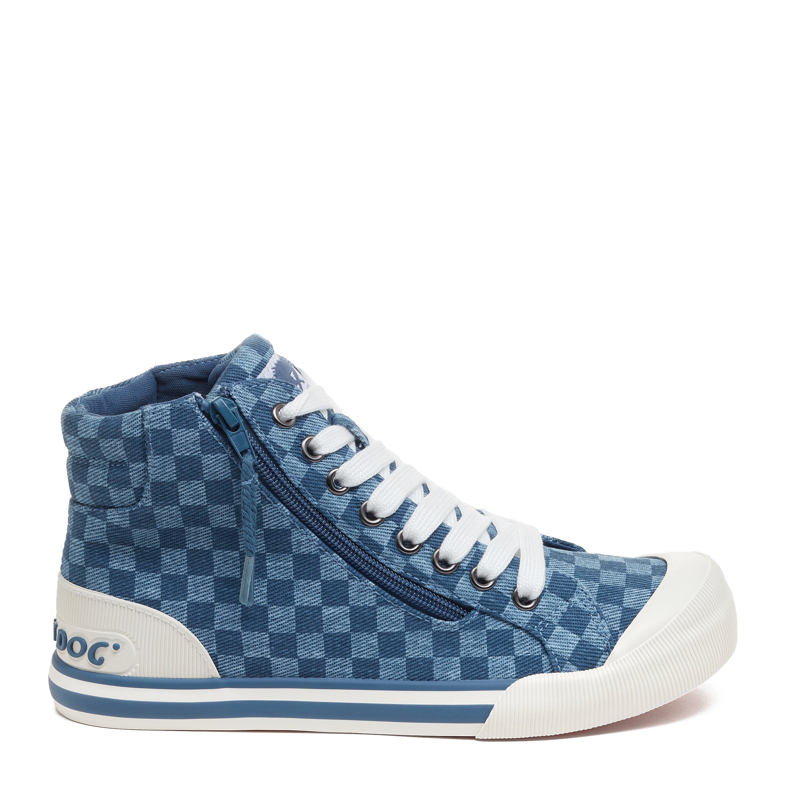 Rocket Dog Women s Jazzin Blue Checkered High Top Trainers