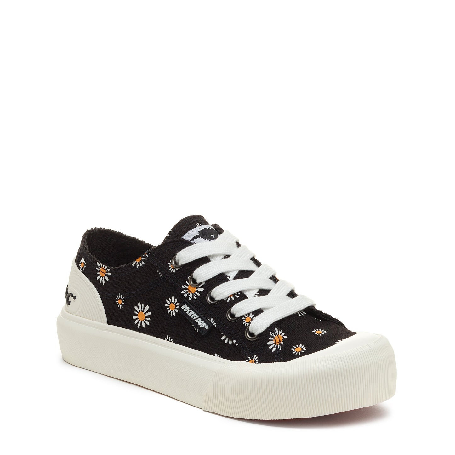 Jazzin Plus Daisy Print Black Platform Trainers