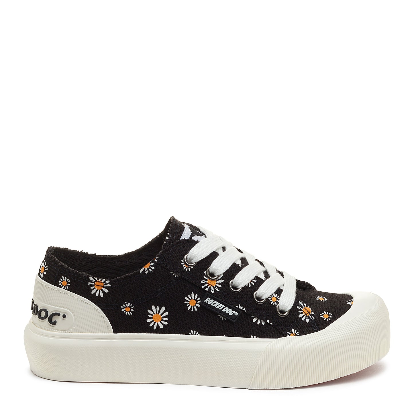 Jazzin Plus Daisy Print Black Platform Trainers