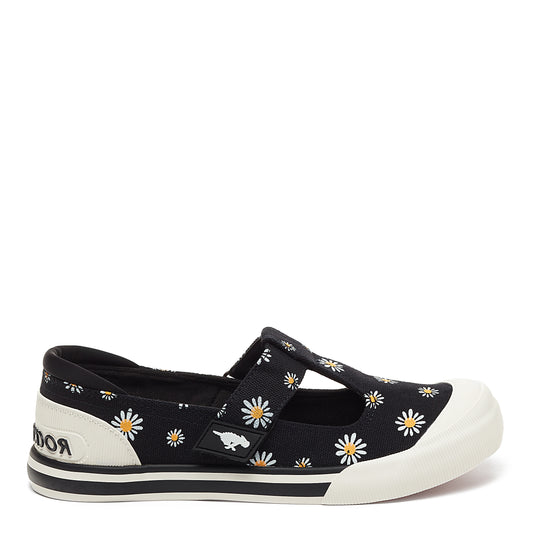 Jazzin J-Bar Black Daisy Print Trainer | Rocket Dog