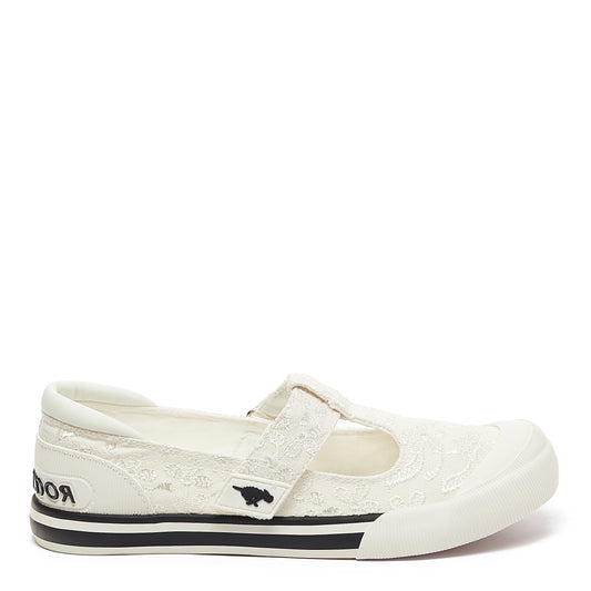 Jazzin J-Bar White Eyelet Trainer | Rocket Dog