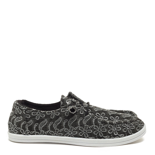 Mellow Black Eyelet Slip-On Casual Shoes