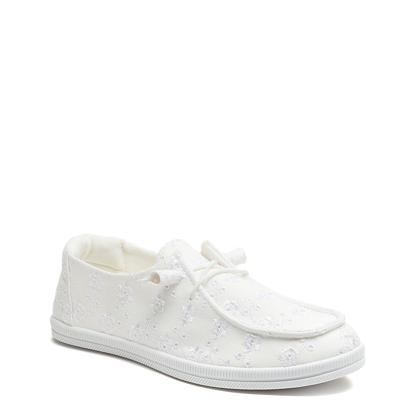 Mellow White Floral Eyelet Slip-On Casual Shoes
