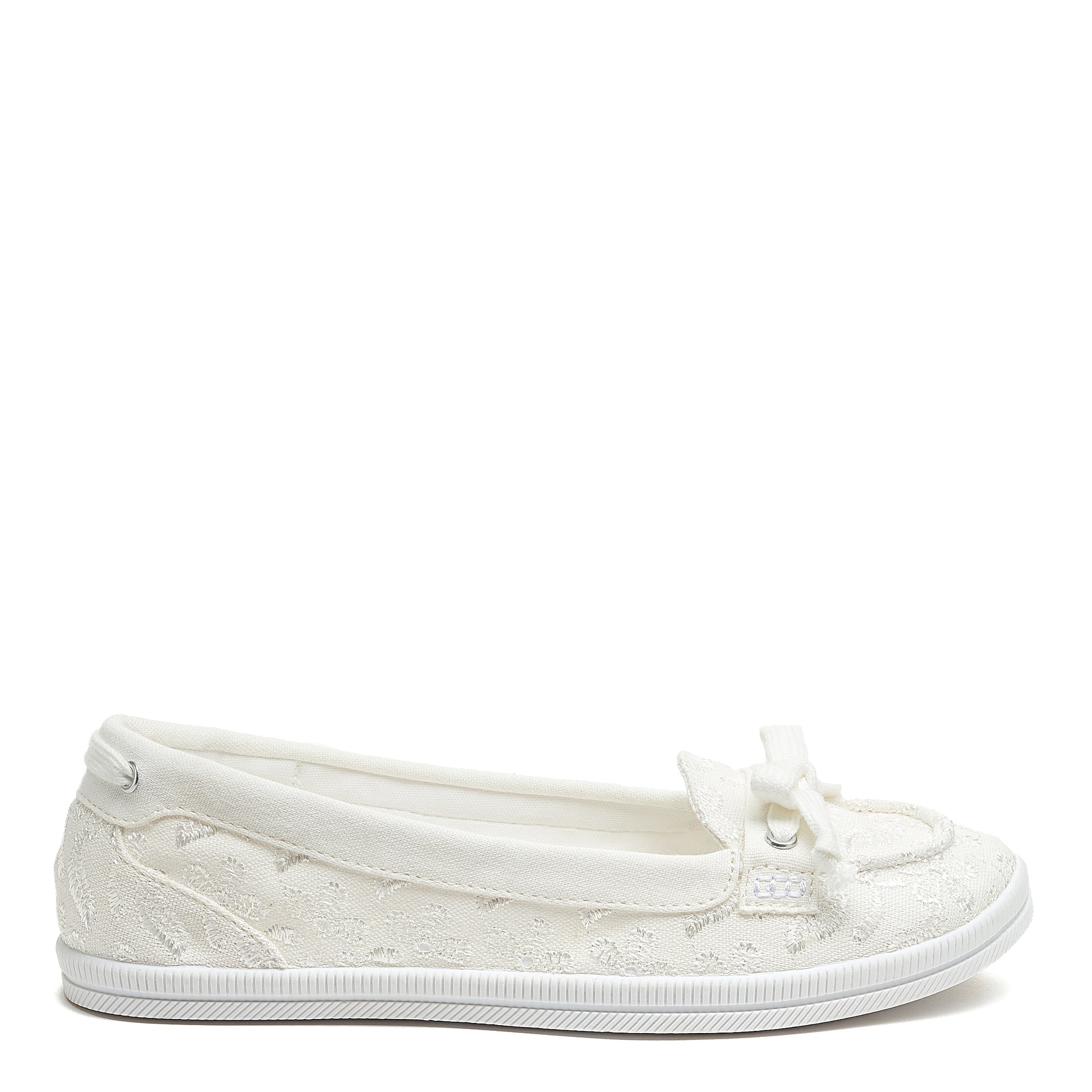 Minnow White Eyelet Bow Slip-On Casual Shoe | Rocket Dog