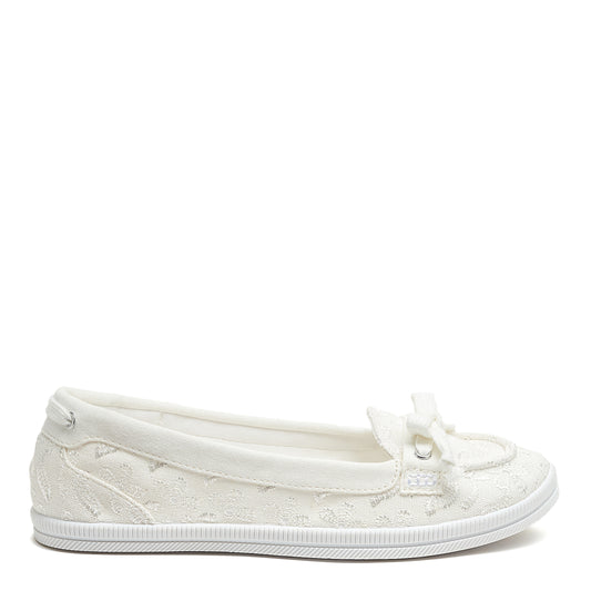 Minnow White Eyelet Bow Slip-On Casual Shoe | Rocket Dog