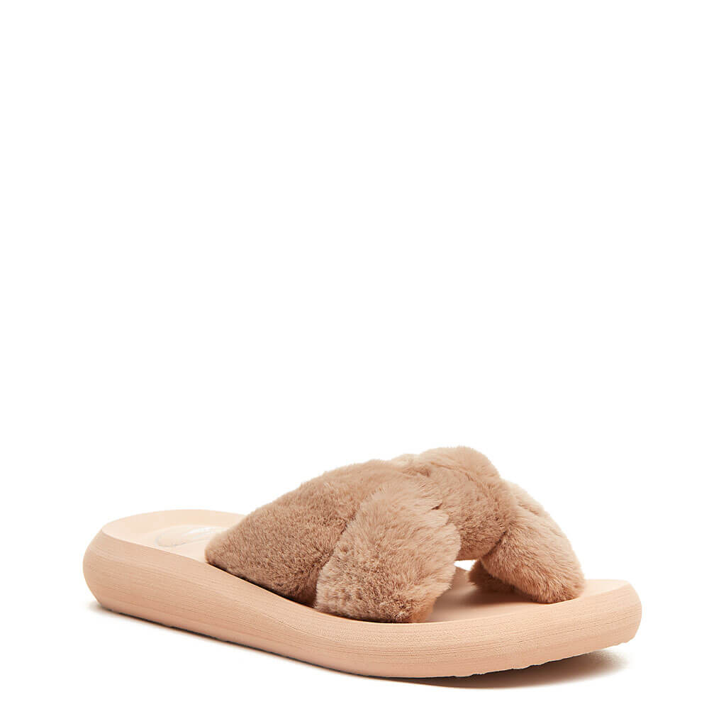 Slade Tan Fur Knotted Flip Flop Rocket Dog UK