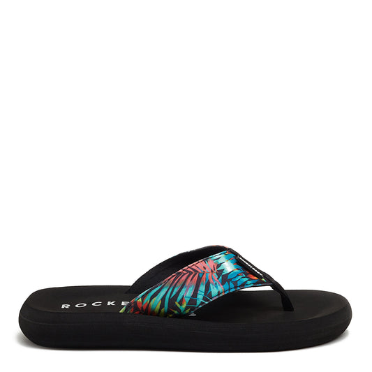 Spotlight Black Palm Print Flip-Flops