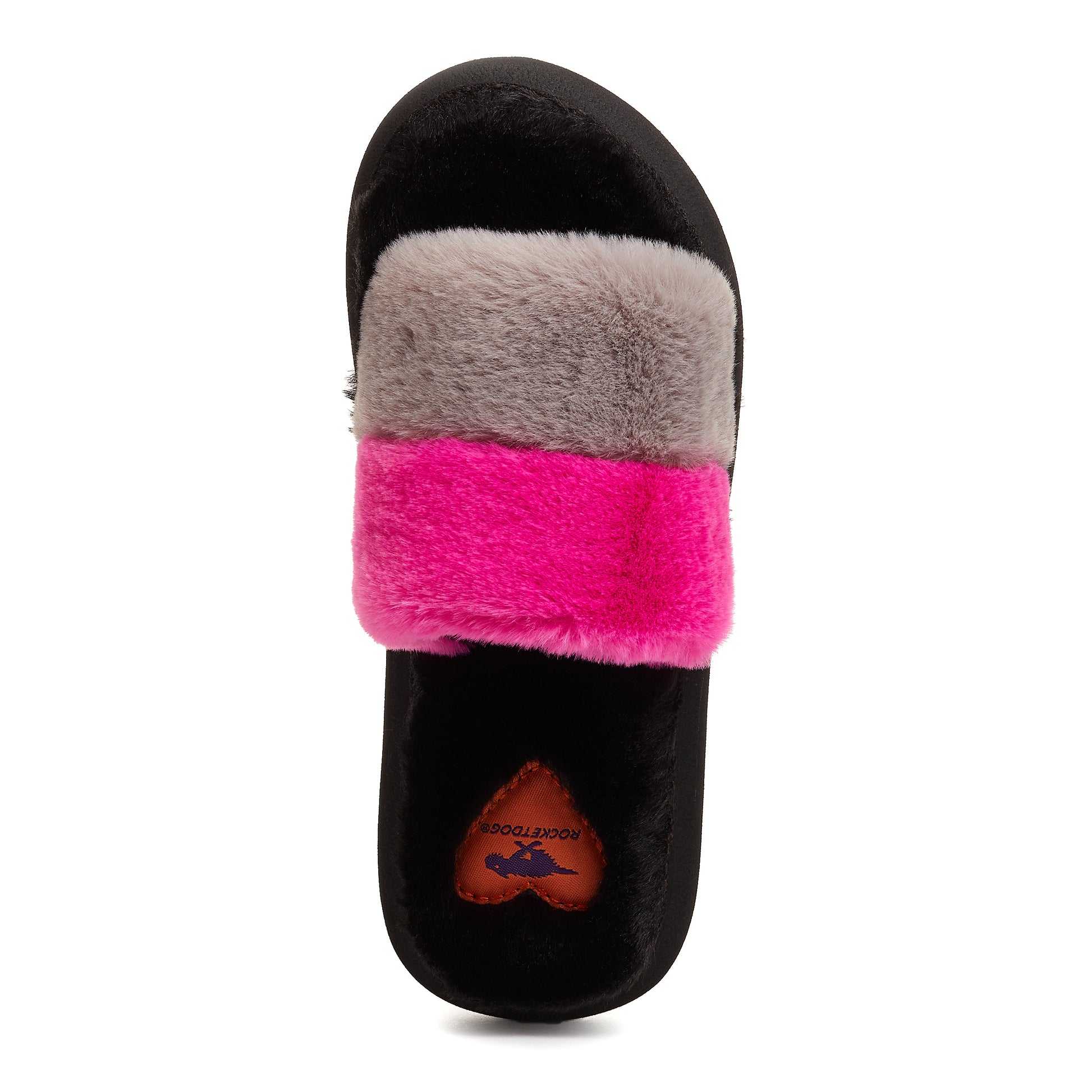 Rocket Dog | Stratus Grey Pink Fur Slide Slipper