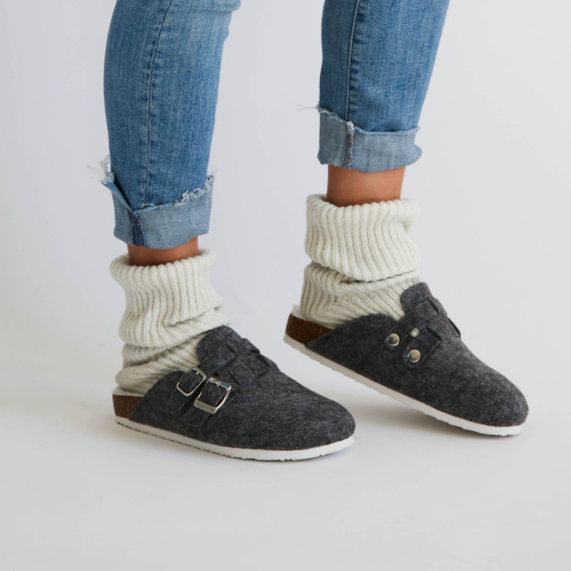 Abel Grey Shearling Slipper