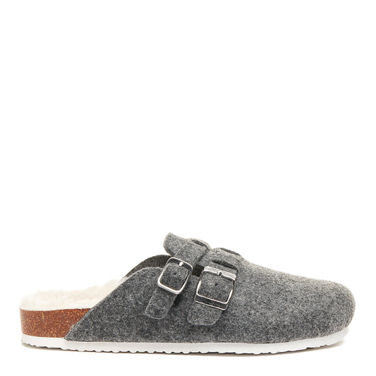 Abel Grey Shearling Slipper