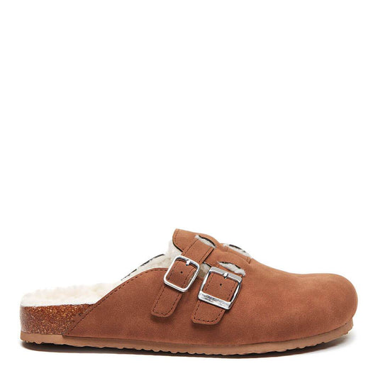 Abel Cognac Shearling Slipper