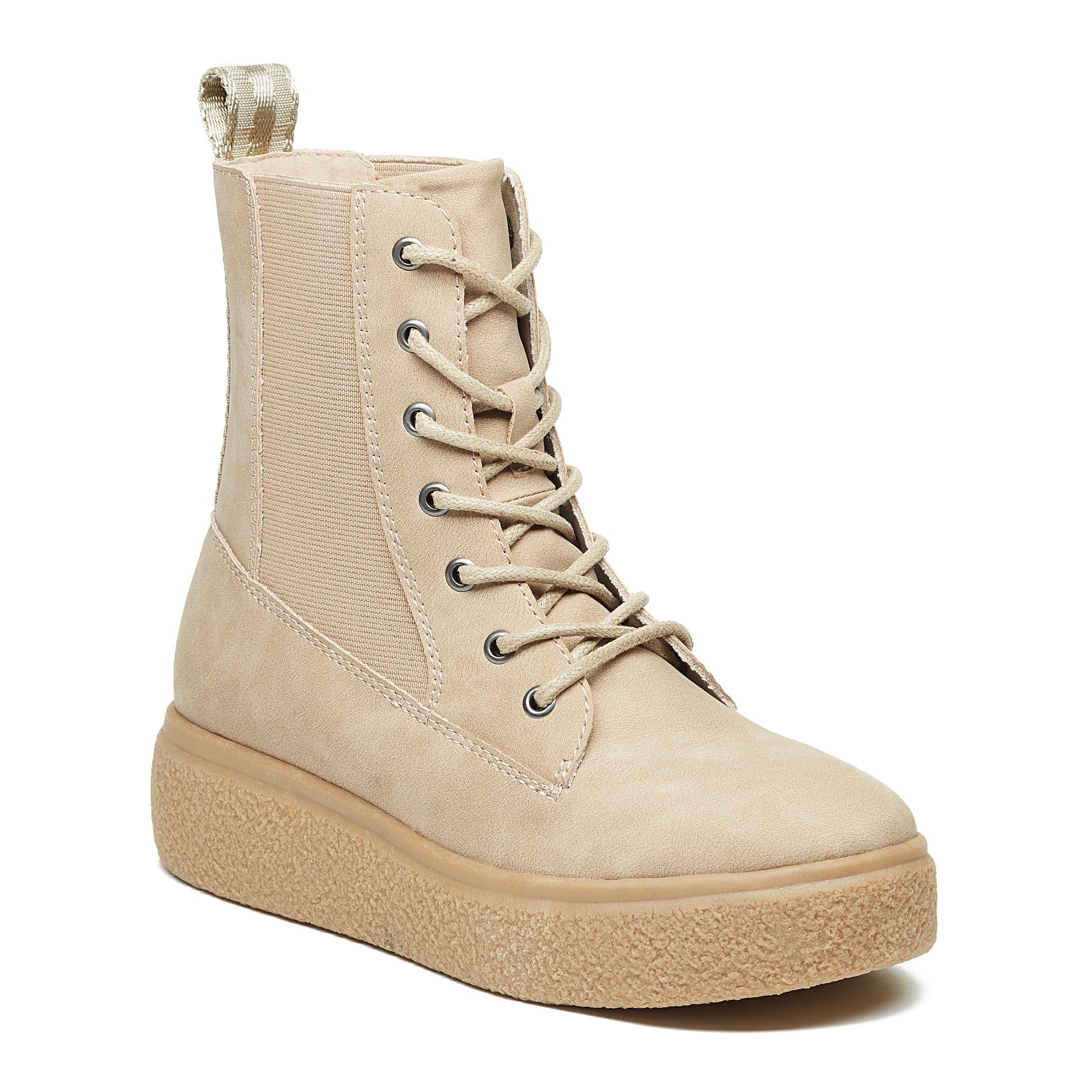 Aggie Taupe Platform Lace-Up Boot