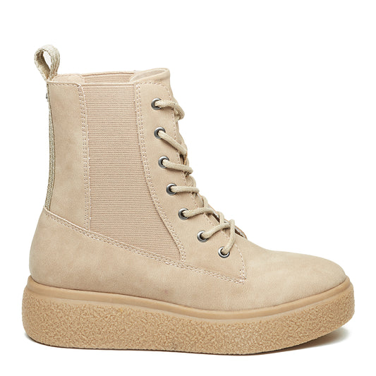 Aggie Taupe Platform Lace-Up Boot