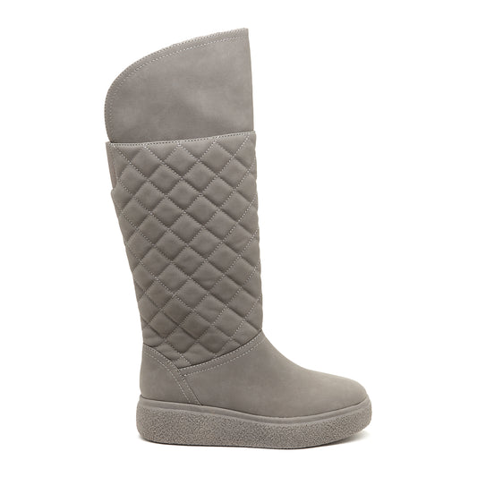 Archie Grey Quilted Roll-Down Winter Boot