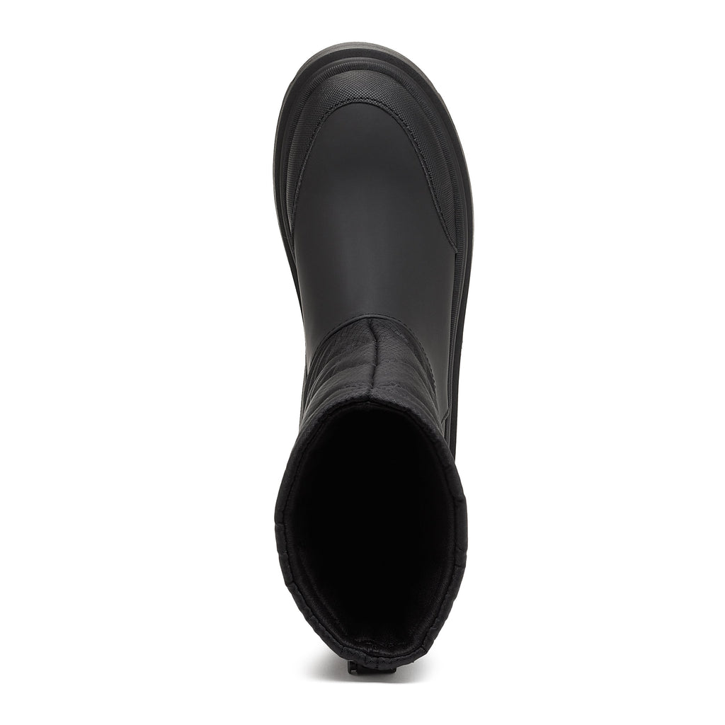 Image 6: Dita Black Winter Boot black boot top view showing rounded toe, quilted upper and open collar