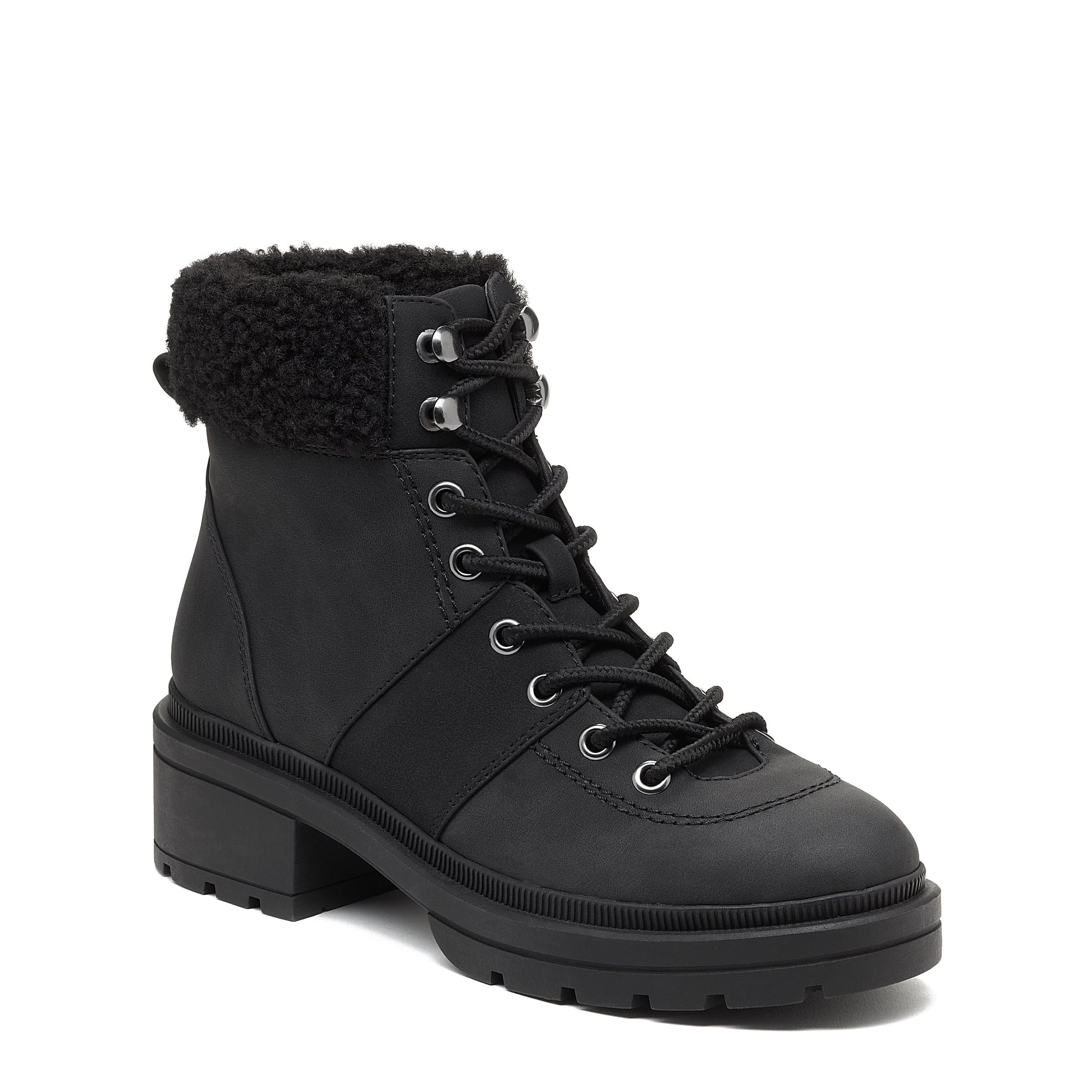 Icy Black Shearling Winter Ankle Boot