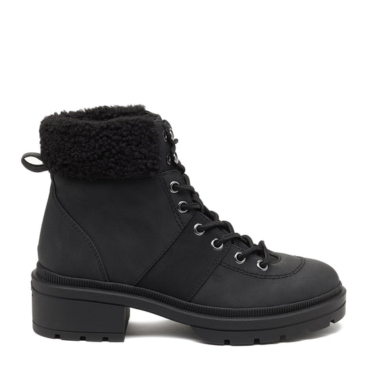 Icy Black Shearling Winter Ankle Boot