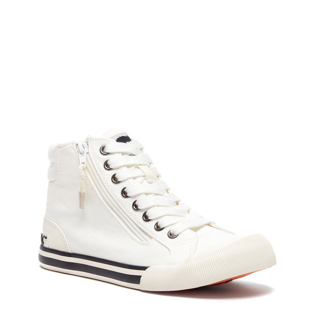 Jazzin White Canvas High-Top Trainer