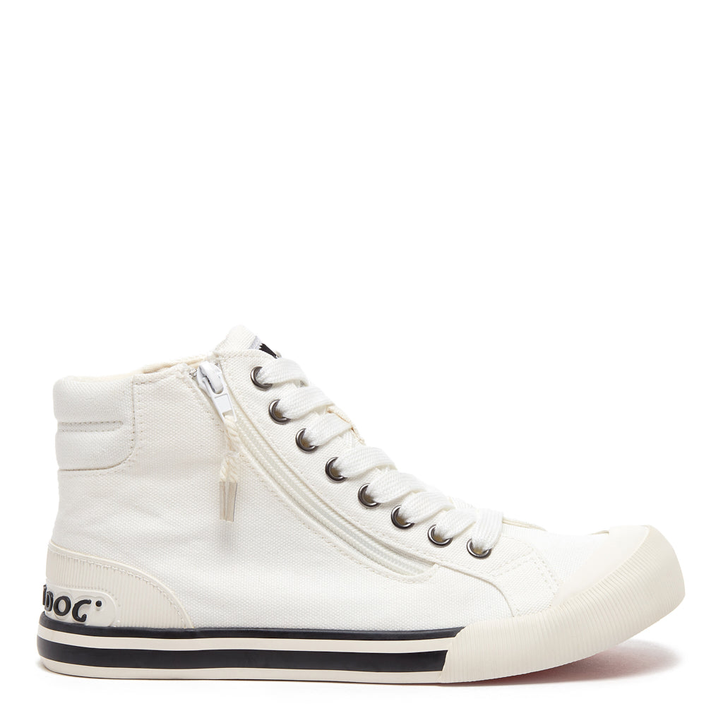 Jazzin White Canvas High-Top Trainer