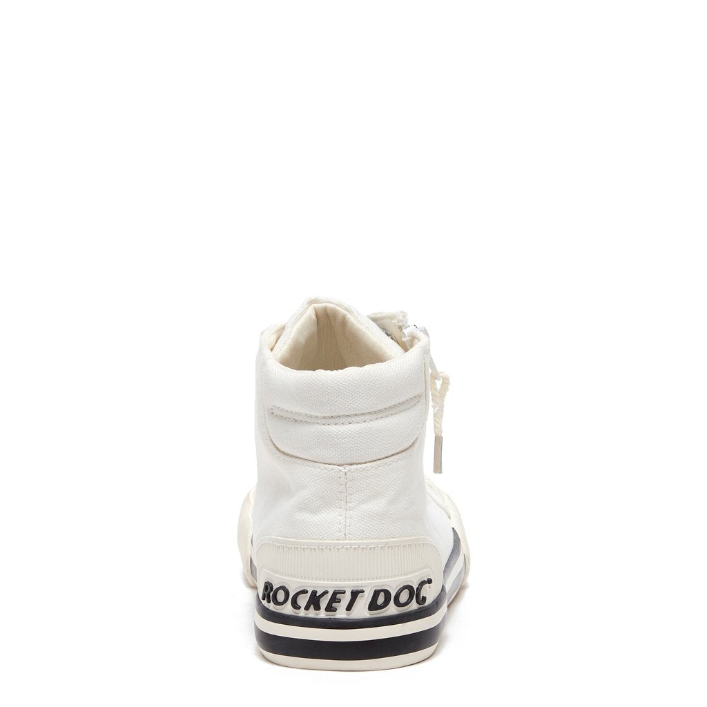 Jazzin White Canvas High-Top Trainer