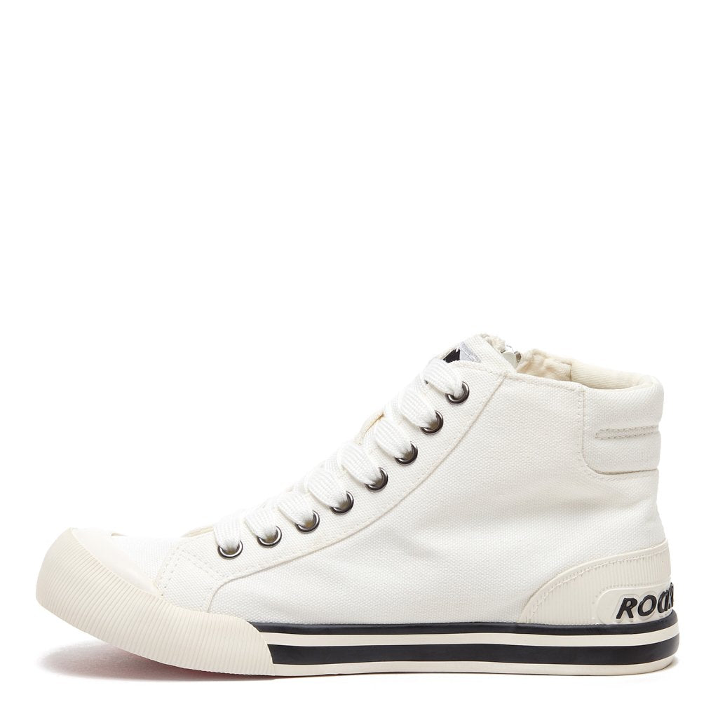 Jazzin White Canvas High-Top Trainer